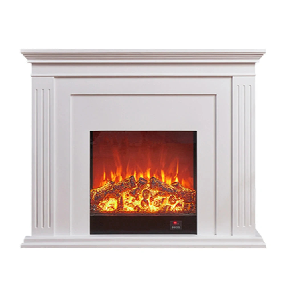 LIVARA 701 Solid Wood Electric Fireplace TV Console - 3D Flame Effect, Remote Control, Choice of 12W Decorative Core or 750–1500W Heating Core - White