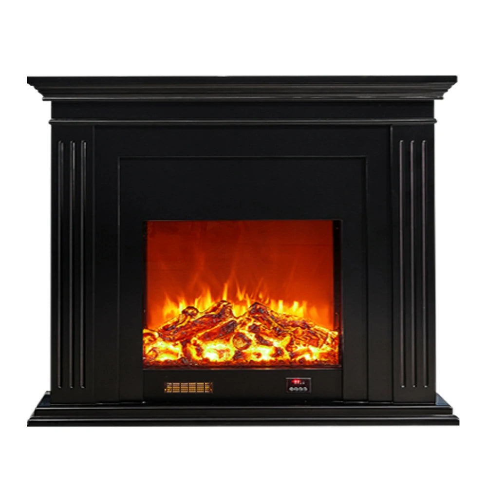 LIVARA 701 Solid Wood Electric Fireplace TV Console - 3D Flame Effect, Remote Control, Choice of 12W Decorative Core or 750–1500W Heating Core - Black