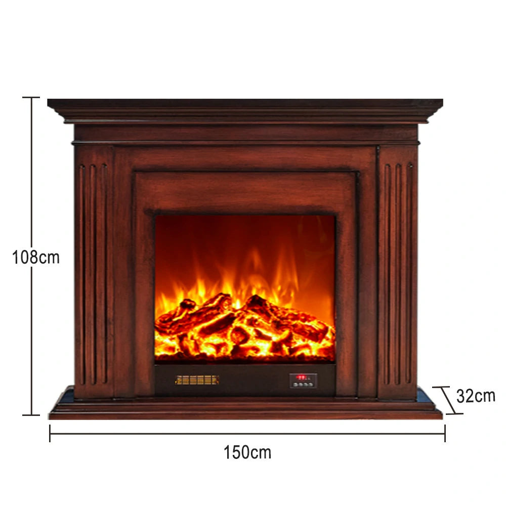 LIVARA 701 Solid Wood Electric Fireplace TV Console - 3D Flame Effect, Remote Control, Choice of 12W Decorative Core or 750–1500W Heating Core - Brown