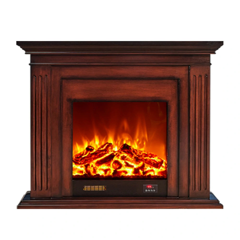 LIVARA 701 Solid Wood Electric Fireplace TV Console - 3D Flame Effect, Remote Control, Choice of 12W Decorative Core or 750–1500W Heating Core - Brown