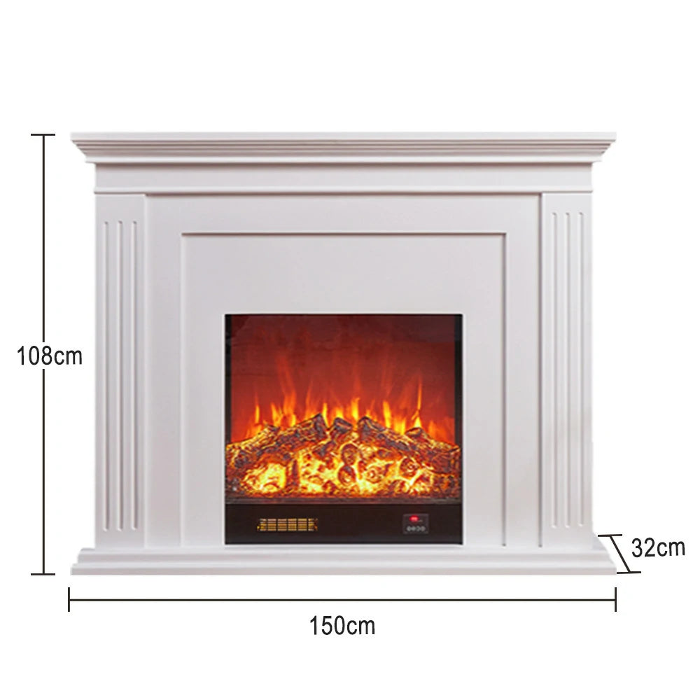 LIVARA 701 Solid Wood Electric Fireplace TV Console - 3D Flame Effect, Remote Control, Choice of 12W Decorative Core or 750–1500W Heating Core - White