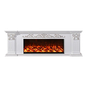 LIVARA 712 Electric Fireplace TV Cabinet – White Solid Wood Frame, 3D Flame Effect, Dual Core Options 12W/750–1500W, Remote Control, Low-Noise Design
