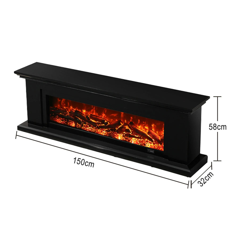 LIVARA 713 Electric Fireplace TV Console – Solid Wood Frame, 3D Flame Effect, Remote Control, Dual Core Options 12W/750–1500W - Black