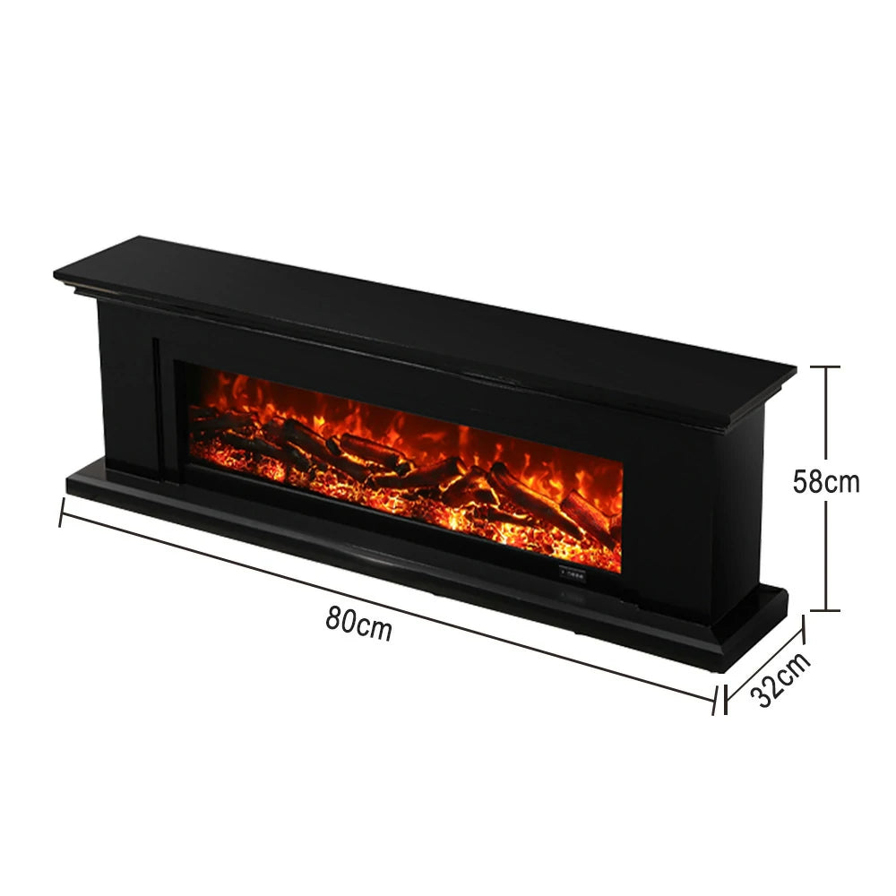 LIVARA 713 Electric Fireplace TV Console – Solid Wood Frame, 3D Flame Effect, Remote Control, Dual Core Options 12W/750–1500W - Black