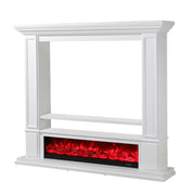 LIVARA 715 Electric Fireplace TV Cabinet – 180cm White Solid Wood Frame, 3D Flame Effect, Remote Control, Dual Core Options 12W/750–1500W - White
