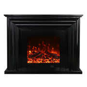 LIVARA 717 Electric Fireplace TV Cabinet – 180cm White Solid Wood Frame, 3D Flame Effect, Remote Control, Dual Core Options 12W/750–1500W - Black