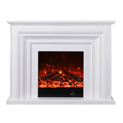 LIVARA 717 Electric Fireplace TV Cabinet – 180cm White Solid Wood Frame, 3D Flame Effect, Remote Control, Dual Core Options 12W/750–1500W - White