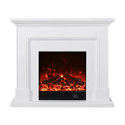 LIVARA 718 Electric Fireplace TV Cabinet – 180cm White Solid Wood Frame, 3D Flame Effect, Remote Control, Dual Core Options 12W/750–1500W - White