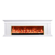 LIVARA 726 Electric Fireplace TV Cabinet – 180cm White Solid Wood Frame, 3D Flame Effect, Remote Control, Dual Core Options 12W/750–1500W