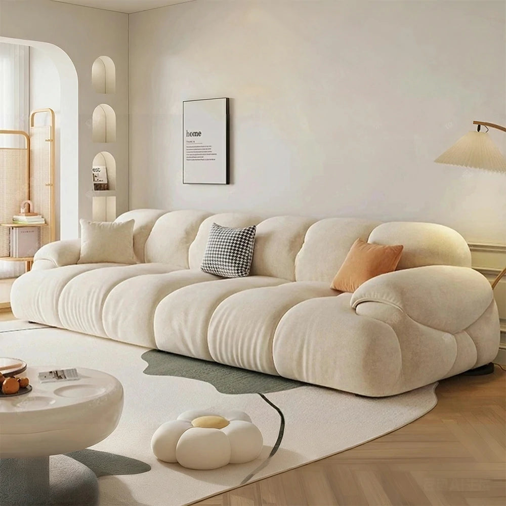 LIVARA 280cm 3-Seater Sofa, Cat-Scratch-Resistant Fabric, High-Resilience Bamboo Charcoal Sponge, Ergonomic Design, Solid Wood Frame, Soft Armrests - Beige