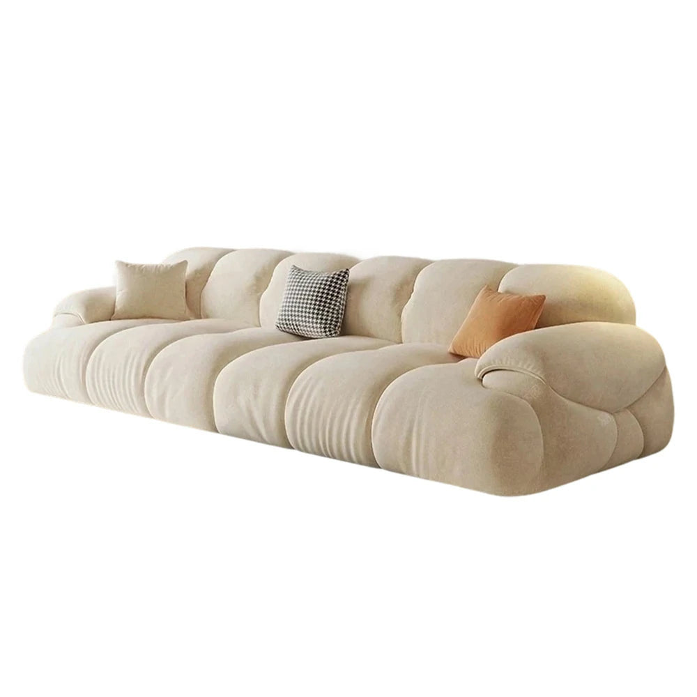 LIVARA 280cm 3-Seater Sofa, Cat-Scratch-Resistant Fabric, High-Resilience Bamboo Charcoal Sponge, Ergonomic Design, Solid Wood Frame, Soft Armrests - Beige