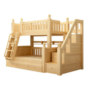 LUXORA Solid Wood Bunk Bed with Storage Staircase - 120/130cm, Dual-Ladder Luxury Design, Safe Guardrails, Durable Frame