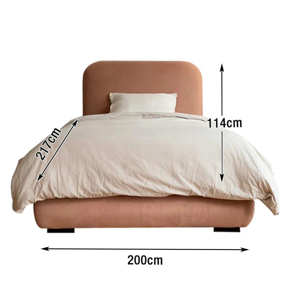 LUXORA Upholstered Bed Frame 150/180cm, Cotton-Linen Fabric & Solid Wood, High-Density Sponge Headboard - Pink