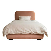 LUXORA Upholstered Bed Frame 150/180cm, Cotton-Linen Fabric & Solid Wood, High-Density Sponge Headboard - Pink