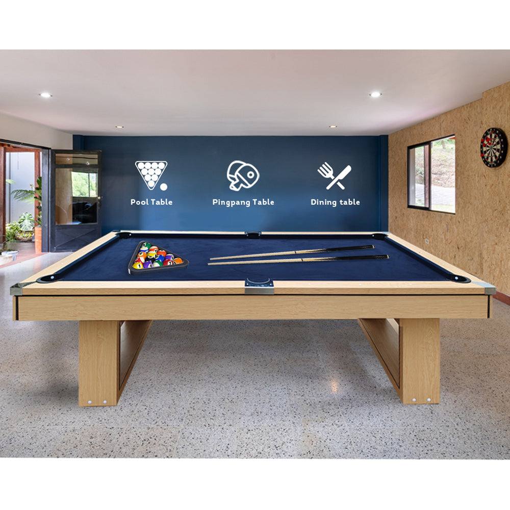 CUETIQ 8FT 3-IN-1 Simple Modern Pool Table/ Billiards Table/ Pingpong Table/ Dining Table with Free Accessories