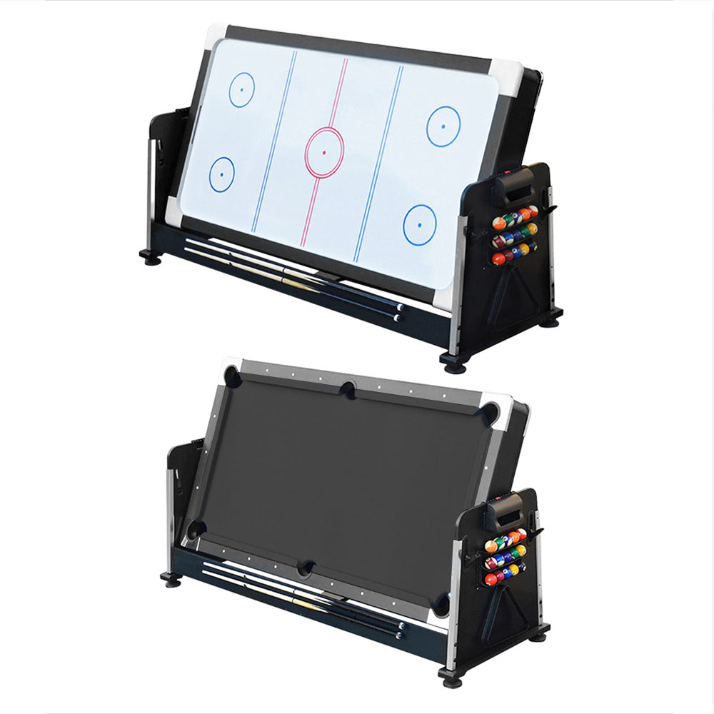 VERSA 7FT 4-In-1 Convertible Air Hockey/ Pool Billiards/ Dining Table / Table Tennis Table Blue/ Black Felt For Billiard Gaming Room Free Accessory