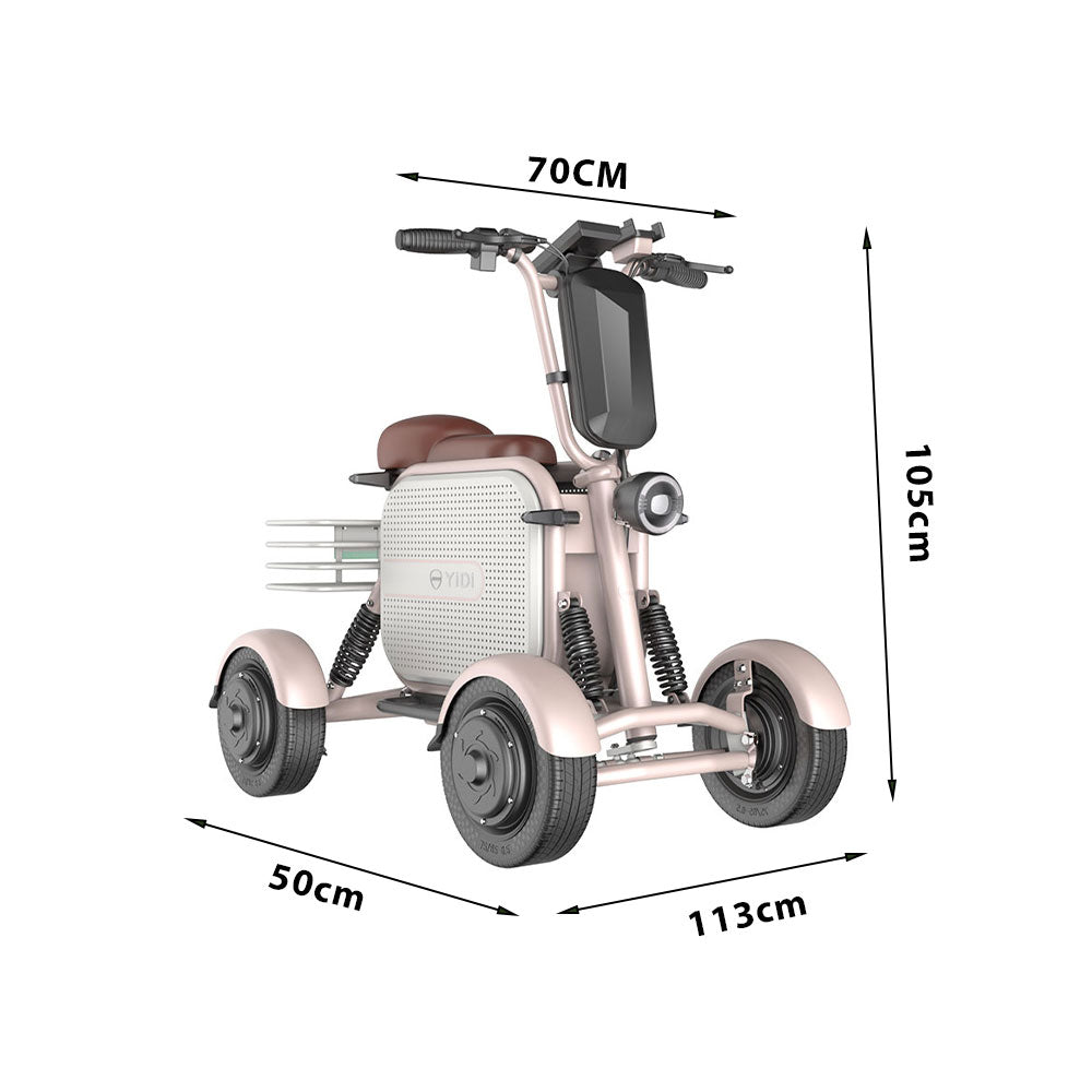 YIDI D10L 1000W 48V 10Ah/15Ah 11-inch Lithium Battery Dual Drive Foldable White&Pink High Carbon Steel Electric Scooter Drum Brake