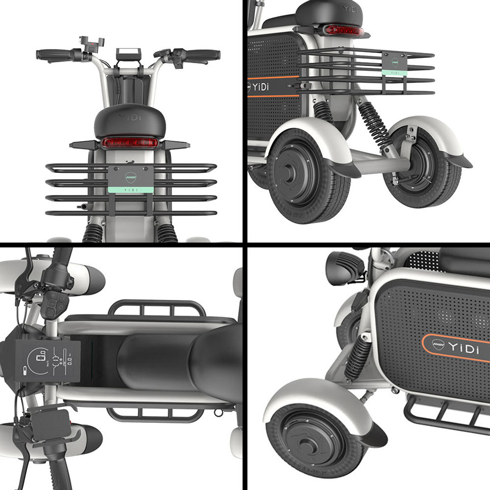 YIDI D10L 500W 48V 10Ah/15Ah 11-inch Lithium Battery Foldable White&Black High Carbon Steel Electric Scooter Drum Brake