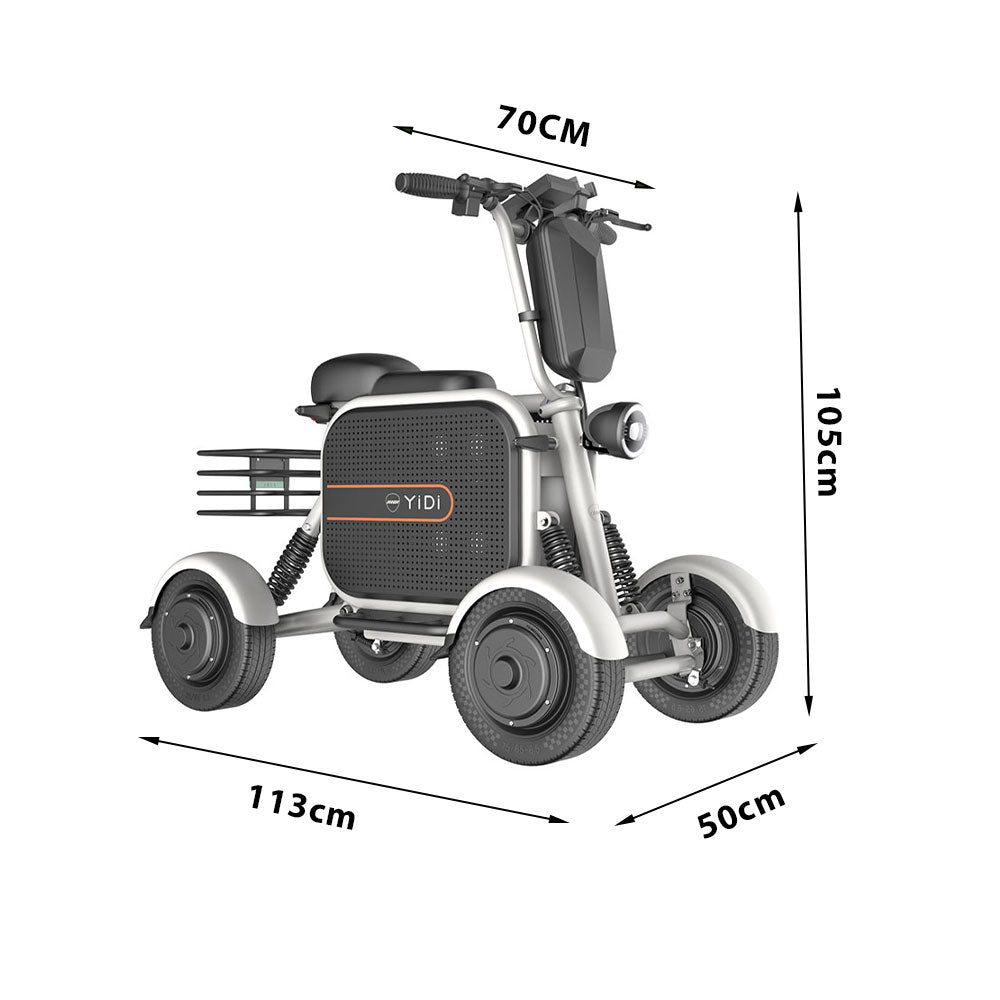 YIDI D10L 500W 48V 10Ah/15Ah 11-inch Lithium Battery Foldable White&Black High Carbon Steel Electric Scooter Drum Brake