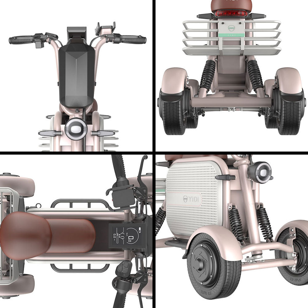 YIDI D10L 500W 48V 10Ah/15Ah 11-inch Lithium Battery Foldable White&Pink High Carbon Steel Electric Scooter Drum Brake