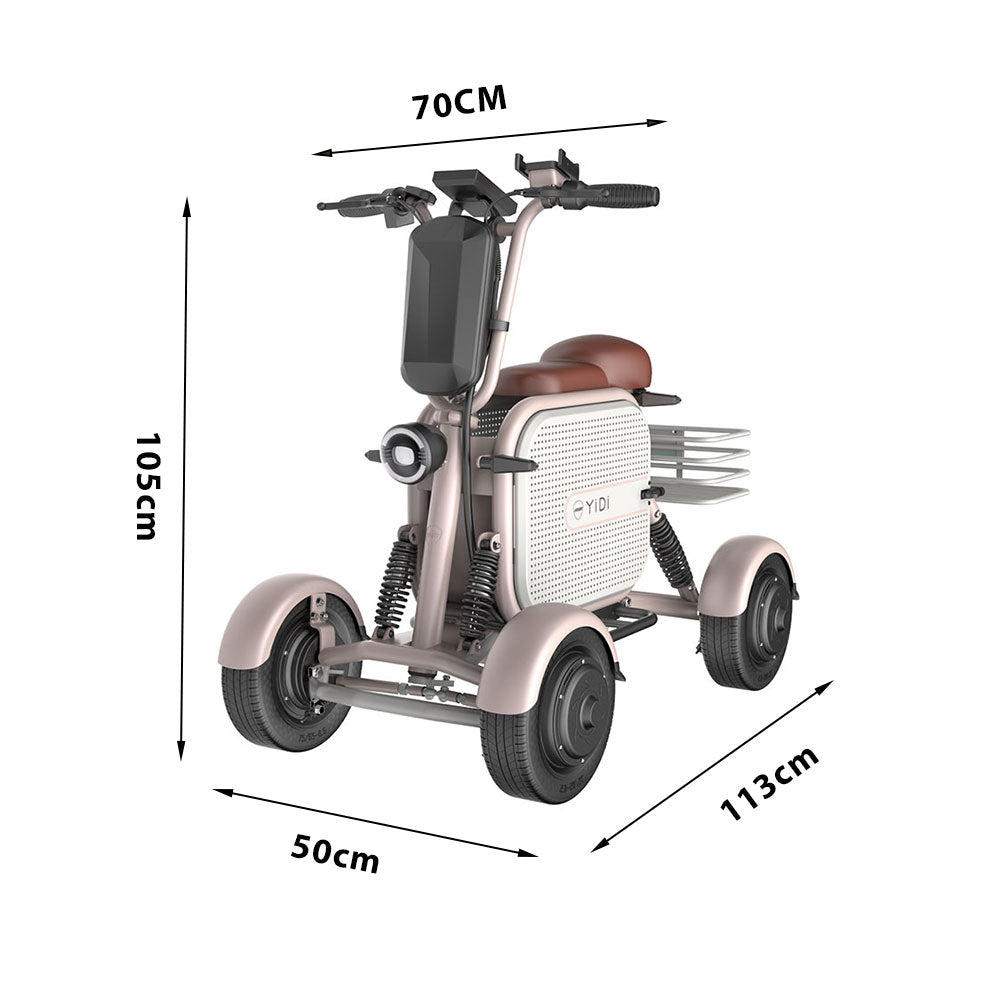 YIDI D10L 500W 48V 10Ah/15Ah 11-inch Lithium Battery Foldable White&Pink High Carbon Steel Electric Scooter Drum Brake