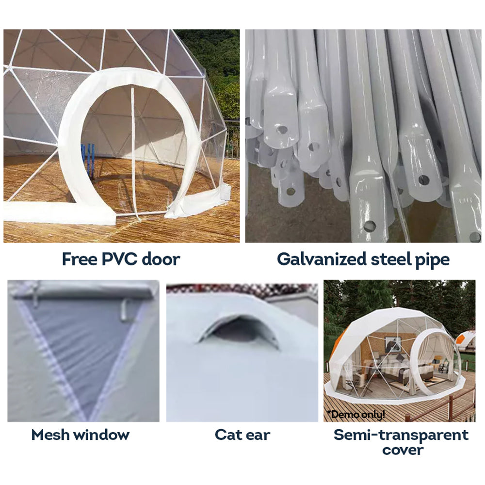 TREKKA Galvanized Steel Pipe Circular Tent Waterproof PVC - White&Transparent