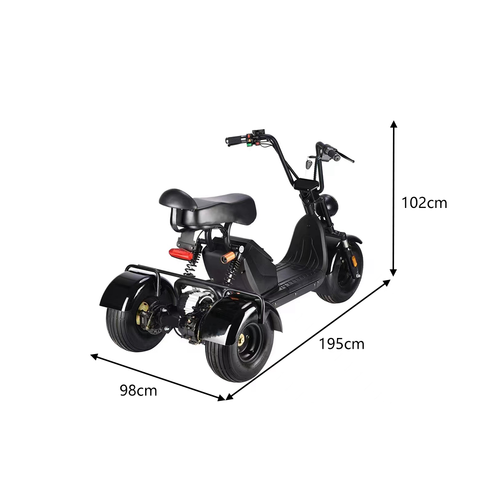 GLIDER HALLEY MY X17 1000W 48V 12-15.6AH T Lithium Battery Three wheels/ With Rear Basket Electric Motorbike/Motorcycle/Scooter Cruise at 25km/h - Unlock More Power (Details Inside)*