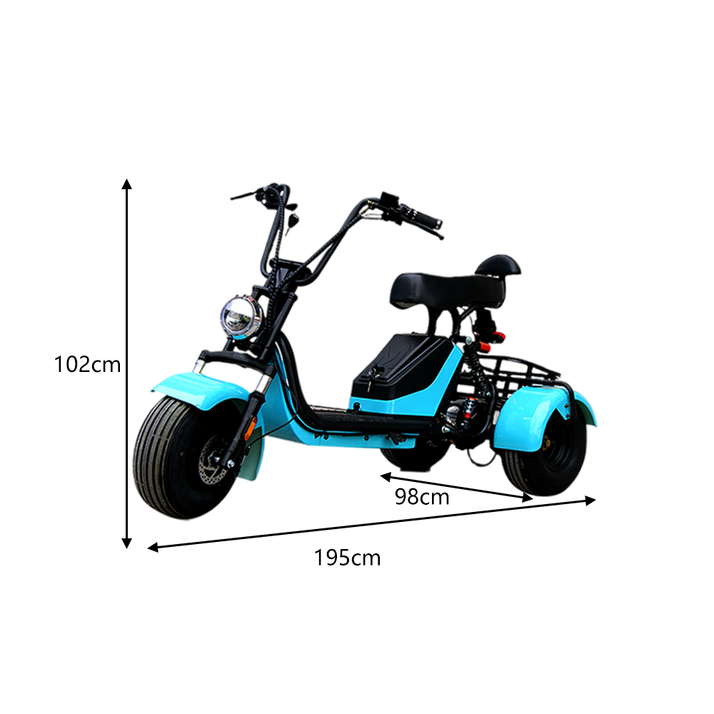 GLIDER HALLEY MY X17 1000W 48V 12-15.6AH T Lithium Battery Three wheels/ With Rear Basket Electric Motorbike/Motorcycle/Scooter Cruise at 25km/h - Unlock More Power (Details Inside)*