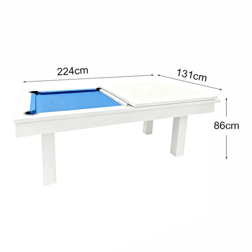 QUESLA 7FT Luxurious Slate Pool /Dining / Billiard Table Free Accessories - White Frame