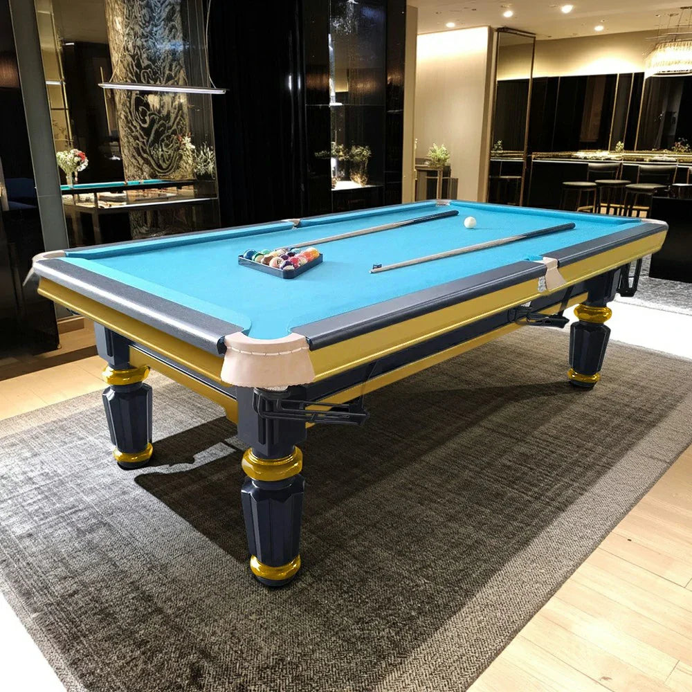 QUESLA 4cm Thickness Slate 7FT Wooden Handrail Luxury Pool Snooker Billiard Table with Elegant Brass Detailing