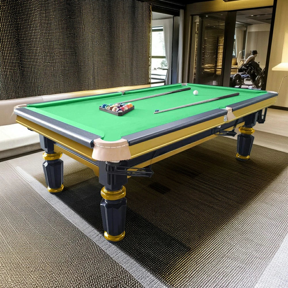 QUESLA 4cm Thickness Slate 7FT Wooden Handrail Luxury Pool Snooker Billiard Table with Elegant Brass Detailing