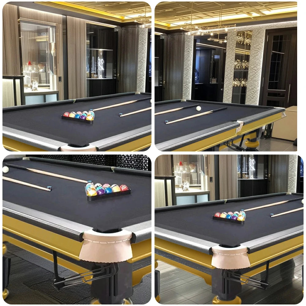 QUESLA 4.5cm Thickness Slate 9FT Steel Handrail Luxury Pool Snooker Billiard Table with Elegant Brass Detailing