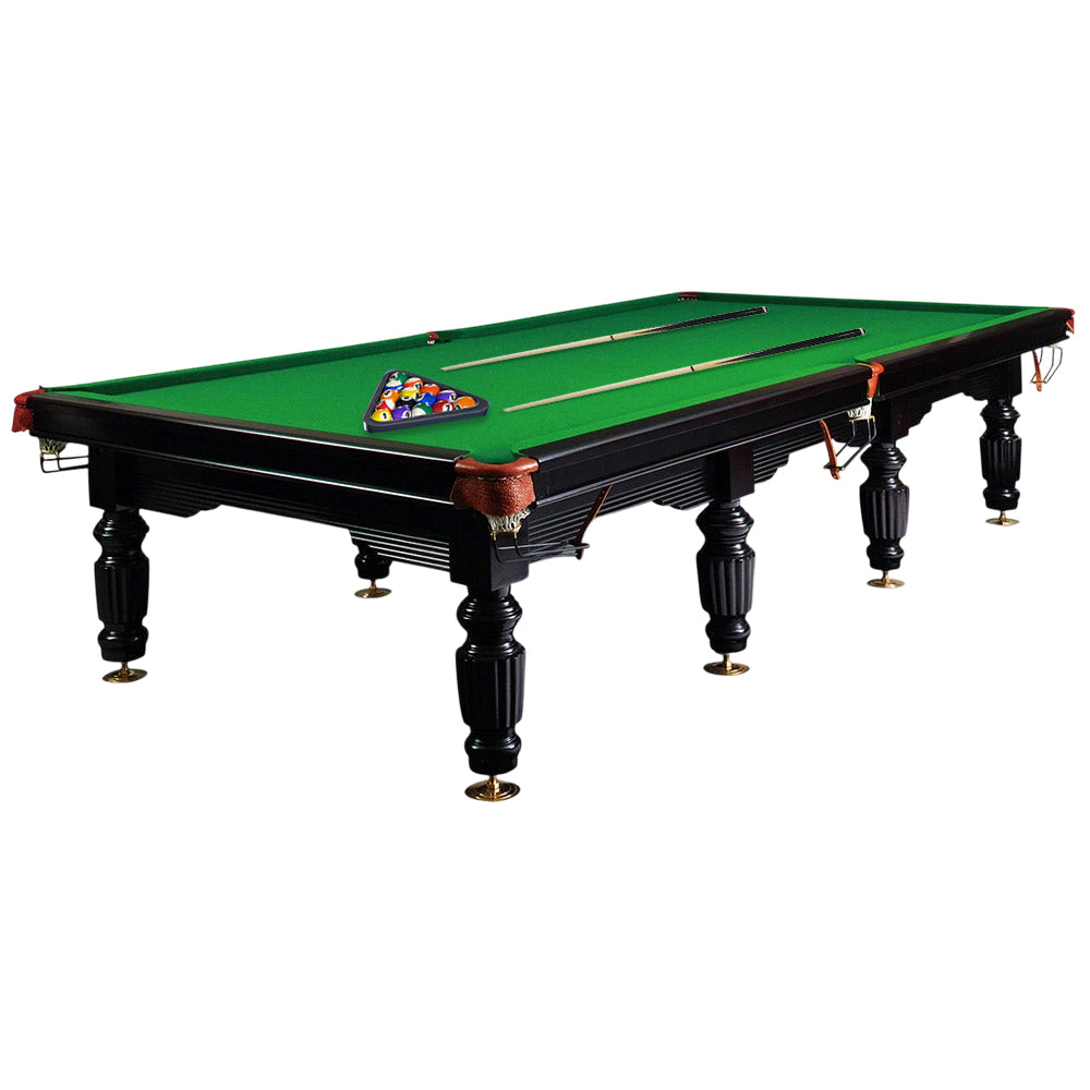 QUESLA 45mm Thickness Slate 12FT Luxury Snooker/Billiard Table - Black&Green