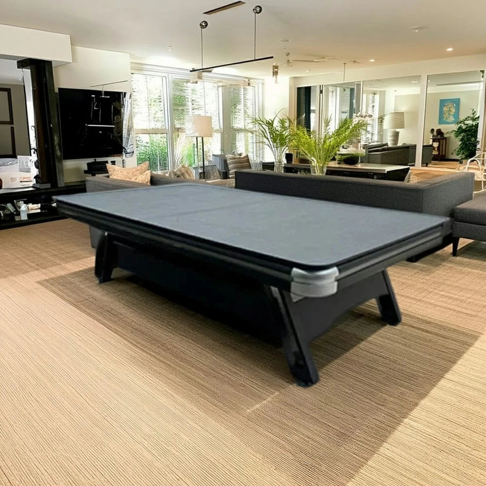 CUETIQ 3-in-1 8FT Iron-Leg Pool Table - Billiards, Table Tennis, Office Desk Combo - Durable, Space-Saving, Modern Design