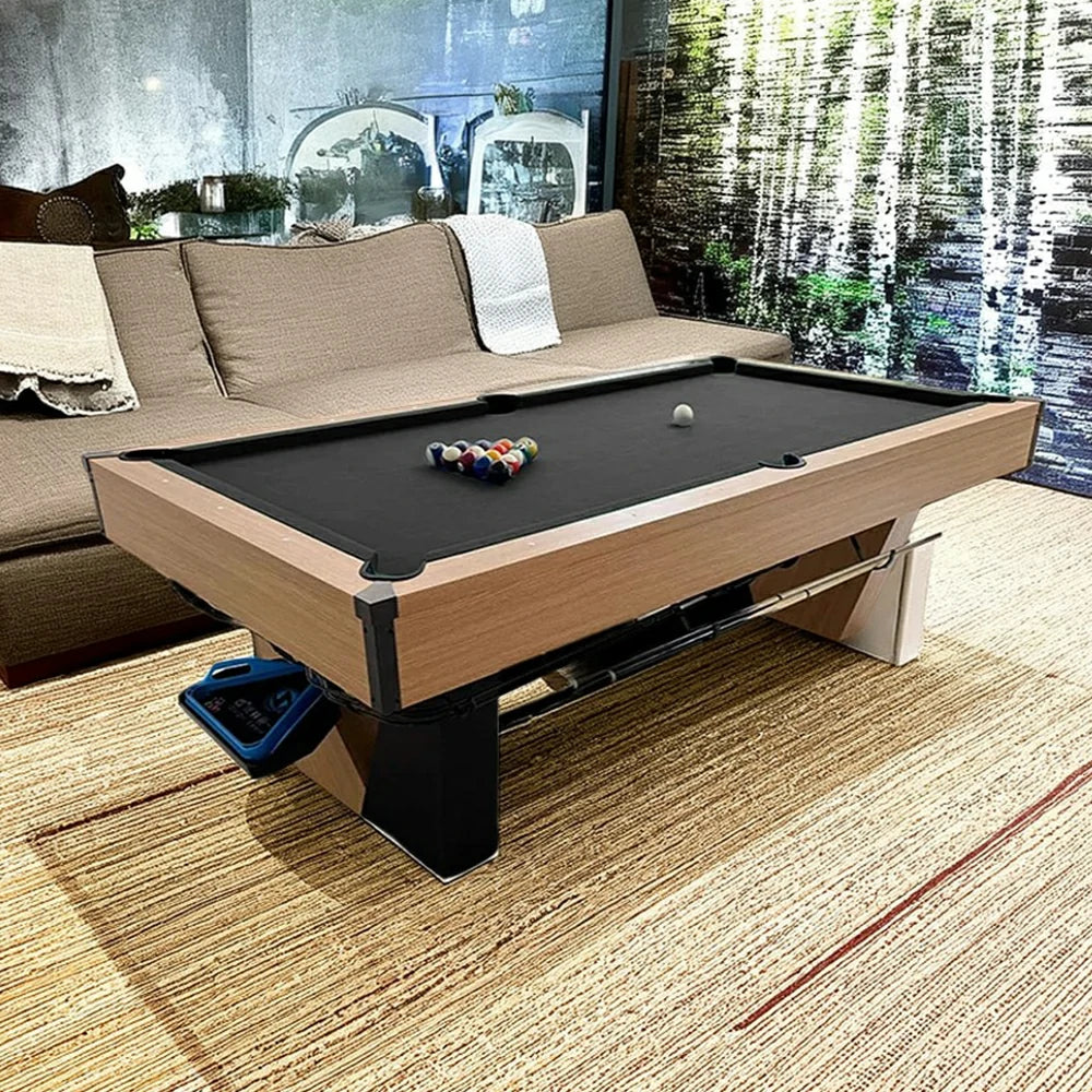 CUETIQ 8FT Black Marble Pool Table - Automatic Ball Return, Professional-Grade Build, Heavy-Duty Frame, Luxury Modern Design