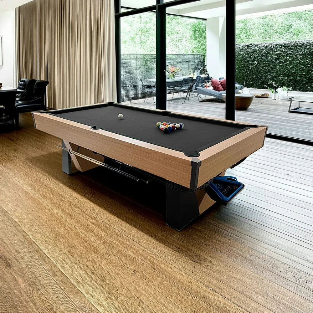 CUETIQ 9FT Black Marble Pool Table - Automatic Ball Return, Professional-Grade Build, Heavy-Duty Frame, Luxury Modern Design