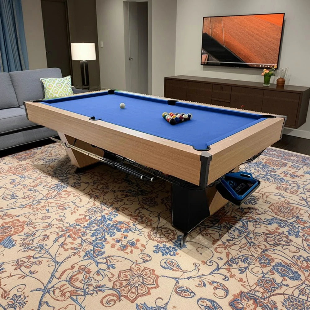 CUETIQ 8FT Black Marble Pool Table - Automatic Ball Return, Professional-Grade Build, Heavy-Duty Frame, Luxury Modern Design