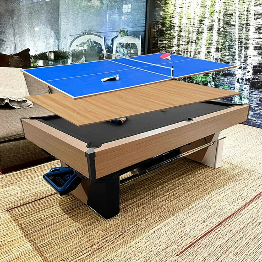 CUETIQ 9FT Black Marble Pool Table - Automatic Ball Return, 3-in-1 Multi-Function Design