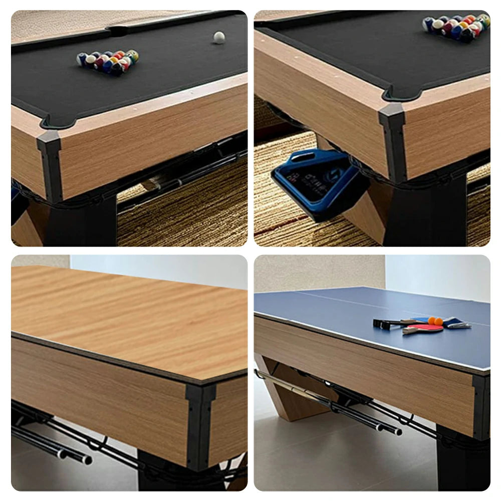 CUETIQ 9FT Black Marble Pool Table - Automatic Ball Return, 3-in-1 Multi-Function Design