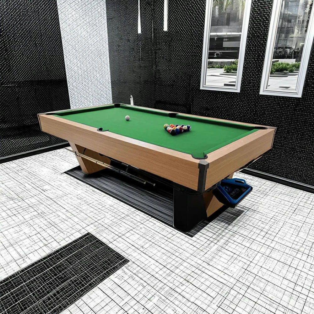 CUETIQ 9FT Black Marble Pool Table - Automatic Ball Return, 3-in-1 Multi-Function Design