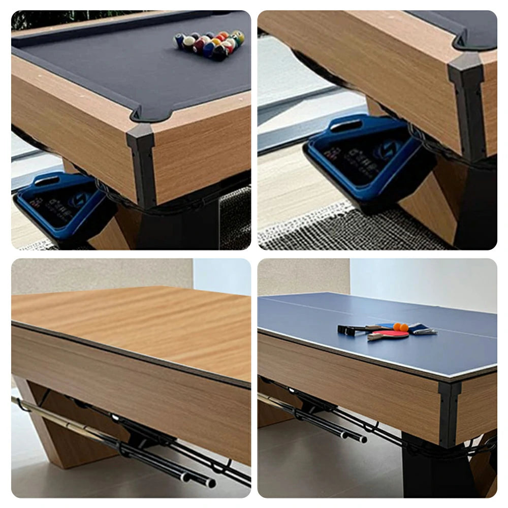 CUETIQ 9FT Black Marble Pool Table - Automatic Ball Return, 3-in-1 Multi-Function Design