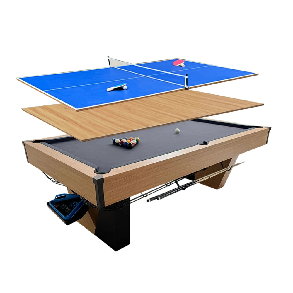CUETIQ 9FT Black Marble Pool Table - Automatic Ball Return, 3-in-1 Multi-Function Design
