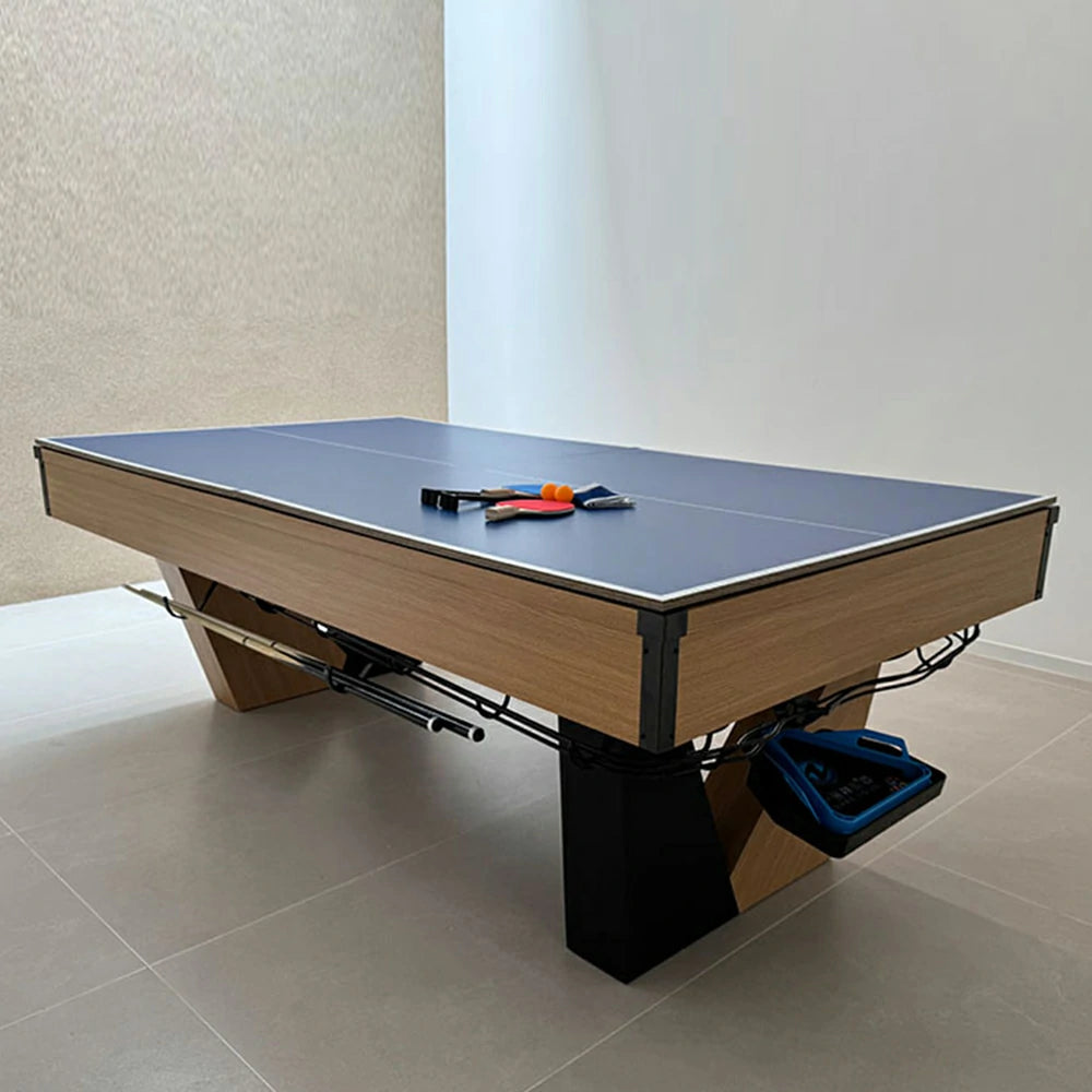 CUETIQ 9FT Black Marble Pool Table - Automatic Ball Return, 3-in-1 Multi-Function Design