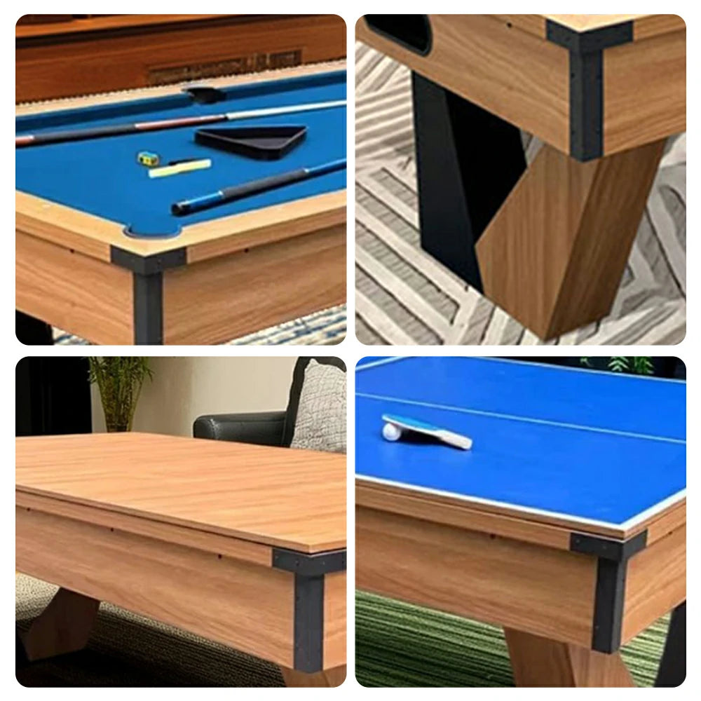 CUETIQ 3-IN-1 7FT MDF Billiard Table/Table Tennis Table/Dining Table W/ Accessories V-Frame Design