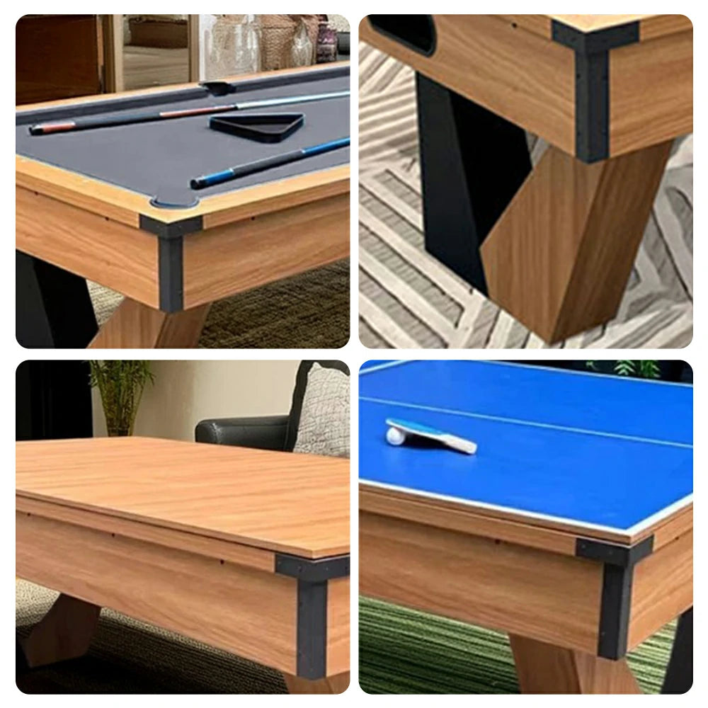 CUETIQ 3-IN-1 7FT MDF Billiard Table/Table Tennis Table/Dining Table W/ Accessories V-Frame Design