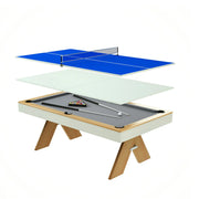 CUETIQ 7FT 3-IN-1 MDF Billiard Table/Table Tennis Table/Dining Table  - Grey