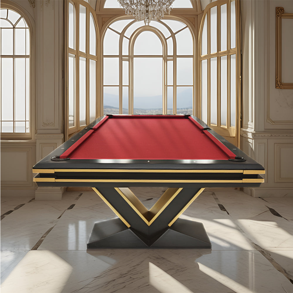 XINGPAI XW7V 7FT Slate Pool Billiard Table Soild Wood - Black&Red
