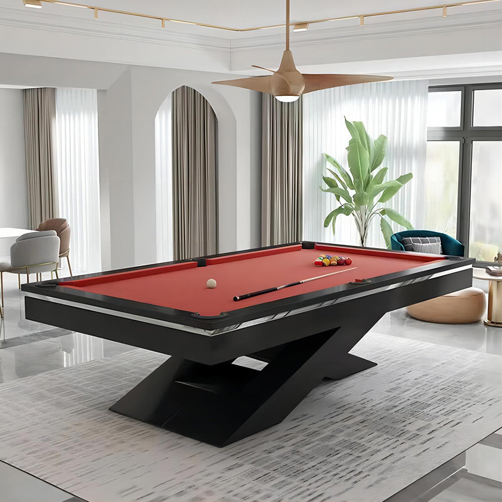 XINGPAI XW7X 7FT Slate Pool Billiard Table Soild Wood - Black&Red