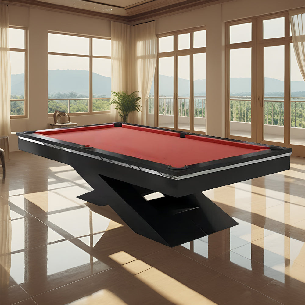 XINGPAI XW7X 7FT Slate Pool Billiard Table Soild Wood - Black&Red