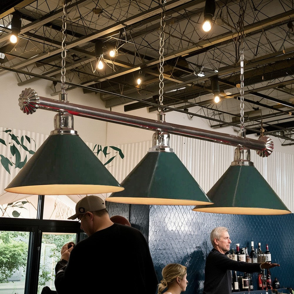 Premium Quality Silver Hollow Rail Heavy Duty Shades Pool Table Light